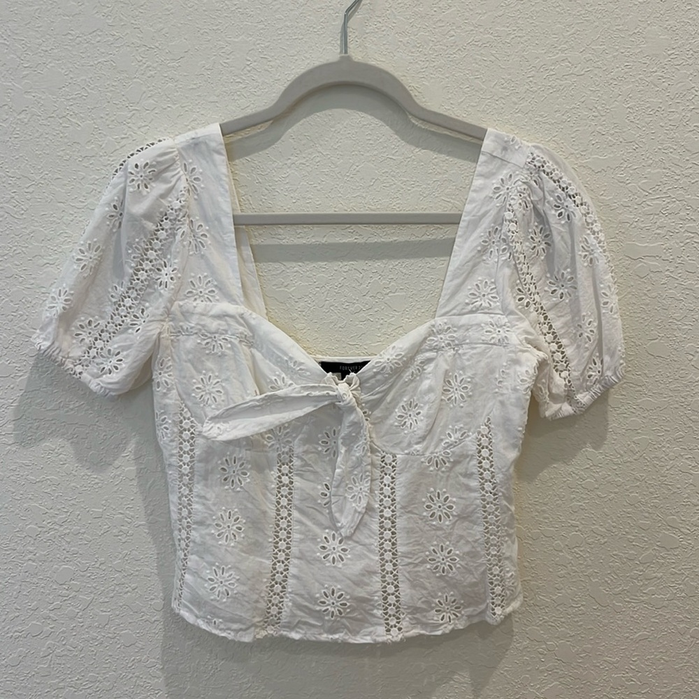 White Eyelet Top